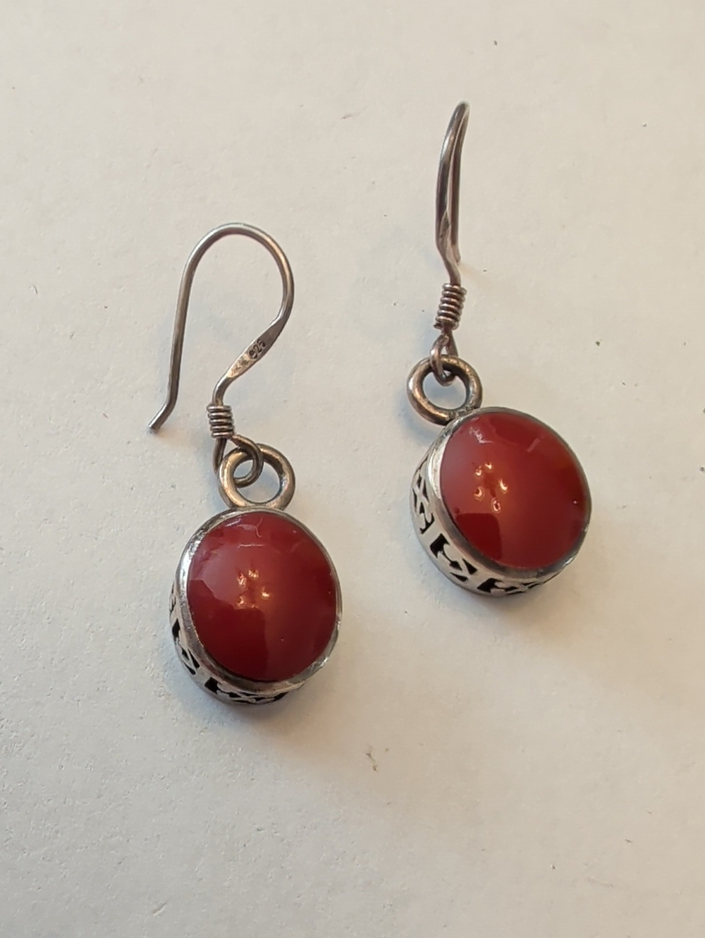 Silpada Sterling Silver Drop Earrings in Deep Red W1298